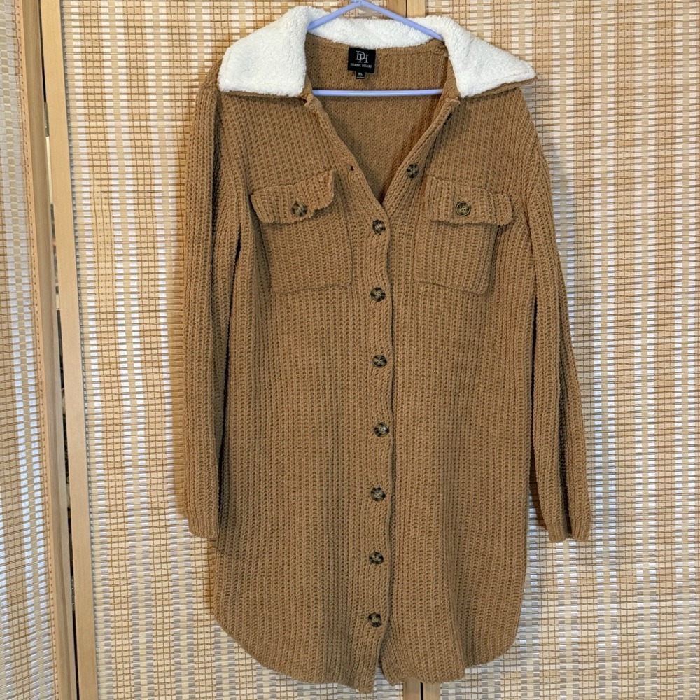 Derek Heart Womens XL Jacket Faux Fur Waffle Knit Western Cottagecore Streetwear